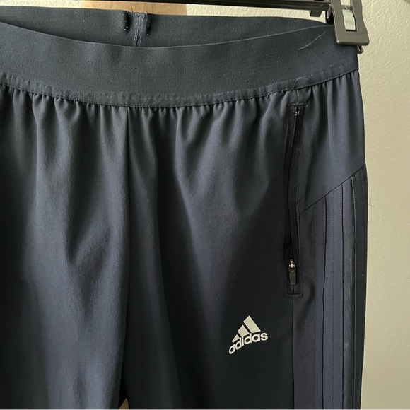 ADIDAS sz S Navy Blue Pants DX9149 3 Stripes Elastic Waist Ankle Zipper - Picture 3 of 12